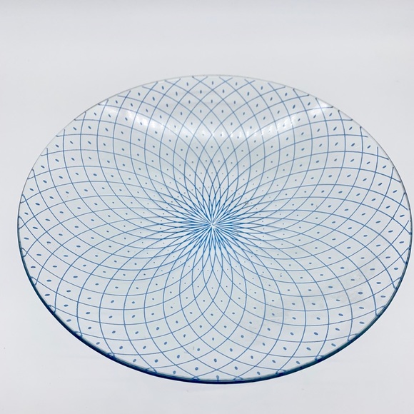 Vintage gorgeous  glass blue bowl with design - Picture 1 of 2